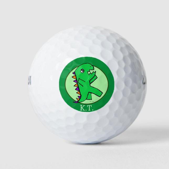 Niedlich Green Dinosaurier Golfball (Vorderseite)