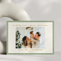 Niedlich Green Gingham Kariert Custom Foto Christm