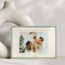 Niedlich Green Gingham Kariert Custom Foto Christm