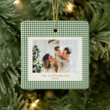 Niedlich Green Gingham Kariert Custom Foto Christm