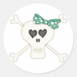 Niedlich Green Goth Crossbones Runder Aufkleber