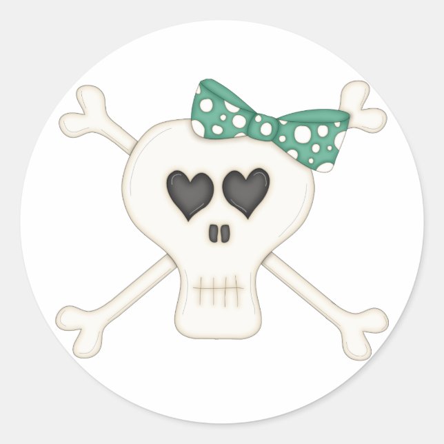 Niedlich Green Goth Crossbones Runder Aufkleber (Vorderseite)