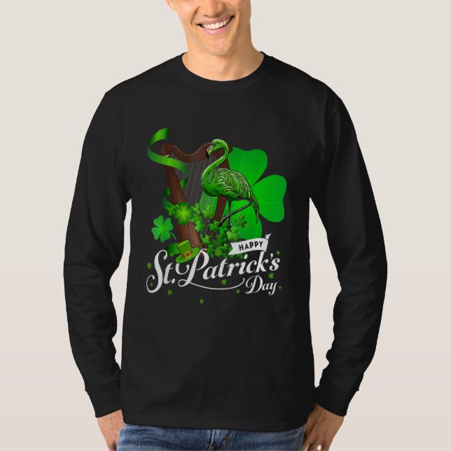 Niedlich Green Irish Flamingo St Patrick Day Kleeb T-Shirt (Vorderseite)