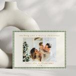 Niedlich Green Kariert Custom Zwei Fotos Weihnacht Feiertagskarte<br><div class="desc">Niedlich Green Gingham Kariert Custom Zwei Fotos Weihnachtskarte</div>