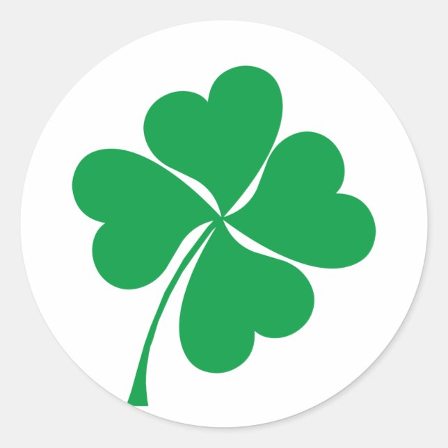 Niedlich Green Lucky 4 Blätter Herz Clover Kleebla Runder Aufkleber (Vorderseite)