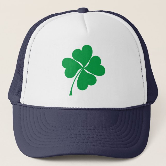 Niedlich Green Lucky 4 Blätter Herz Clover Kleebla Truckerkappe (Vorderseite)
