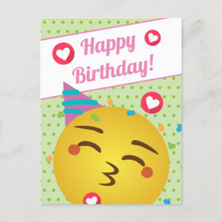 Niedlich Green Polka Dot Kiss Emoji Happy Birthday Postkarte