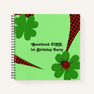 Niedlich Green Red Ladybug Birthday Party Gästebuc Notizbuch