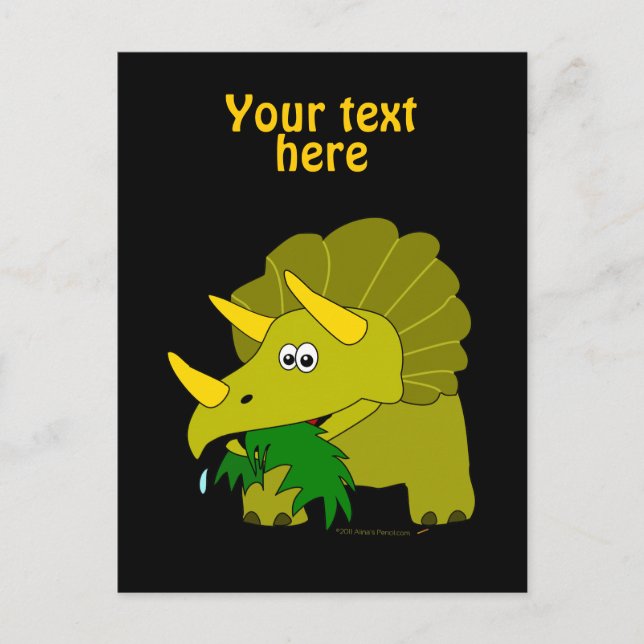 Niedlich Green Triceratops Cartoon Dinosaurier Postkarte (Vorderseite)