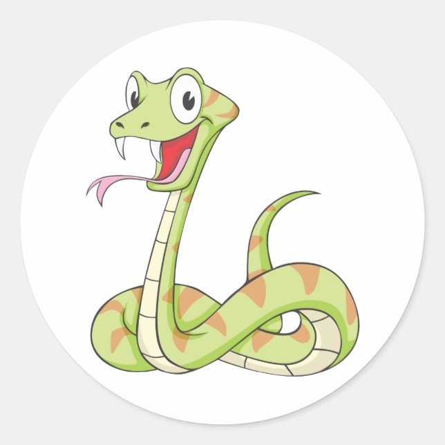 Niedlich Green Viper Snake Cartoon Shirt Runder Aufkleber (Vorderseite)