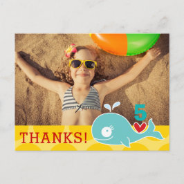 Niedlich Green Whale Girl Birthday Foto Vielen Dan Postkarte