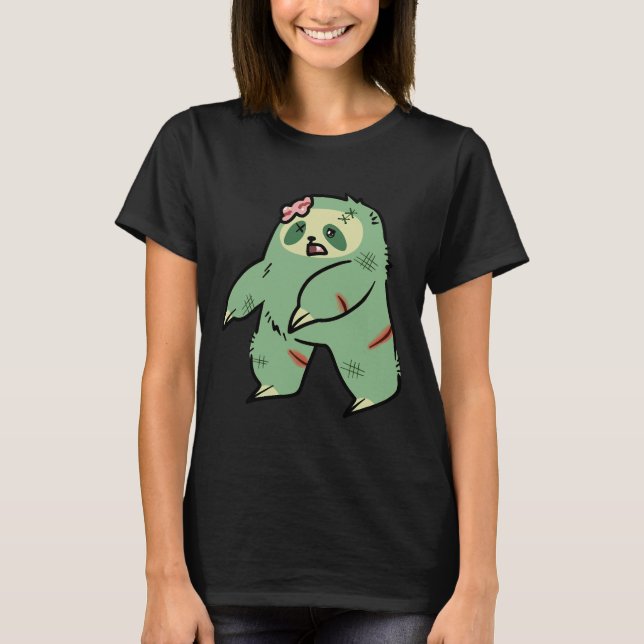 Niedlich Green Zombie Sloth T-Shirt (Vorderseite)