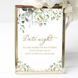 Niedlich Greenery Brautparty Datum Nacht Jar Sign Poster