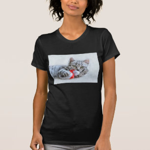 Niedlich Grey Tabby Cat Weihnachtsfeiertag Xmas T-Shirt