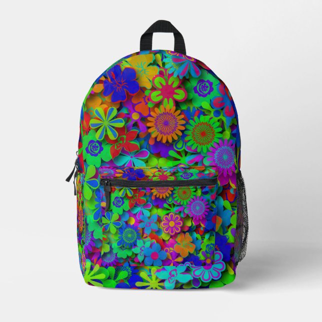 Niedlich Groovy Blume Garten Bedruckter Rucksack (Vorderseite)