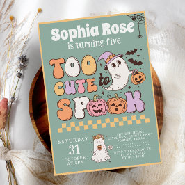 Niedlich Groovy Ghost 70er Retro Halloween Geburts Einladung