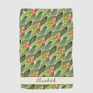 Niedlich Groovy Hippie Red Green Daisy Blumenmuste Golfhandtuch