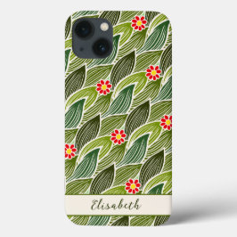 Niedlich Groovy Hippie Red Green Daisy Blumenmuste iPhone 16 Hülle
