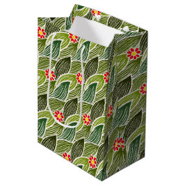 Niedlich Groovy Hippie Red Green Daisy Blumenmuste Mittlere Geschenktüte
