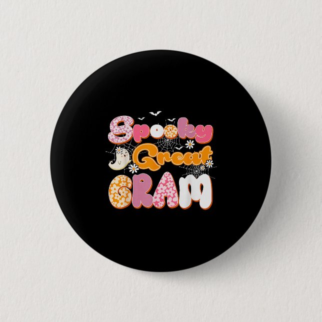 Niedlich Groovy One Spooky Great Gram Ghost Hallow Button (Vorderseite)
