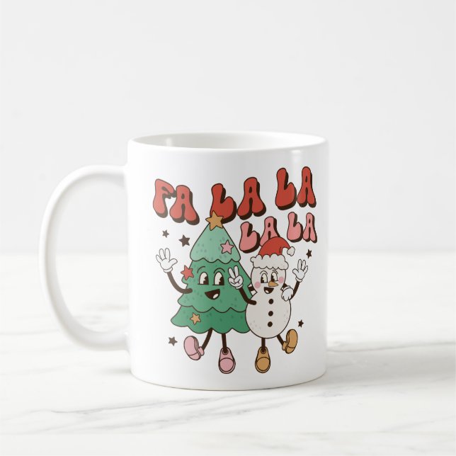 Niedlich Groovy Retro Weihnachten Kaffeetasse (Links)