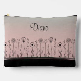 Niedlich Grün/Rosa Ombre Blume Doodles Zubehörtasche