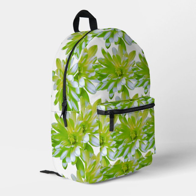 Niedlich grüne blühende Blume Grün daisy Bedruckter Rucksack (Rückseitige Ecke links)