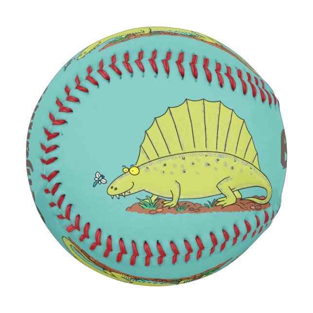 Niedlich-grüne Dimetrodon-Cartoon Baseball (Vorderseite Links)