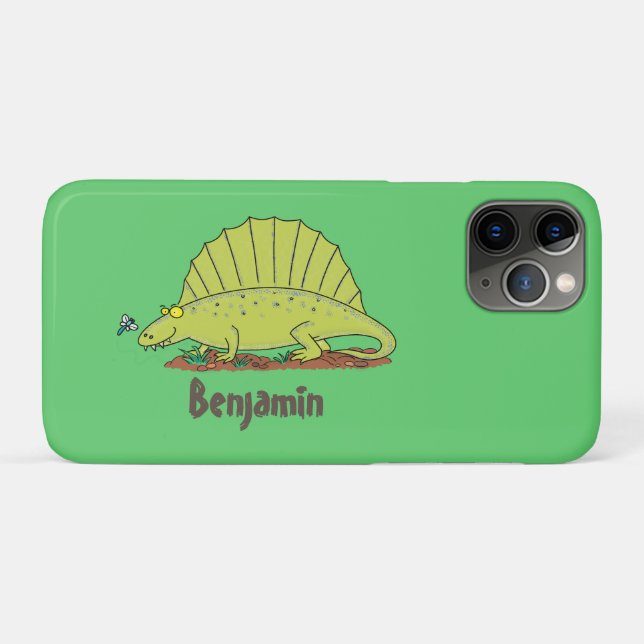 Niedlich-grüne Dimetrodon-Cartoon Case-Mate iPhone Hülle (Rückseite (Horizontal))