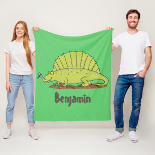 Niedlich-grüne Dimetrodon-Cartoon Fleecedecke