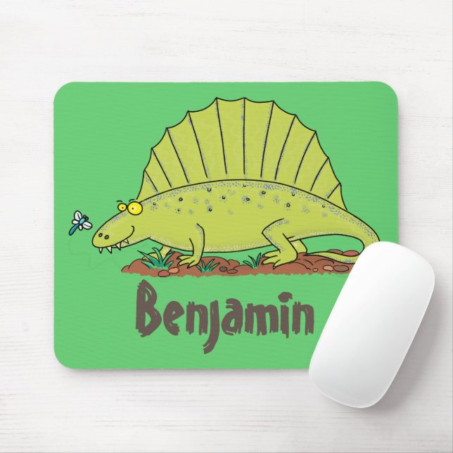 Niedlich-grüne Dimetrodon-Cartoon Mousepad (Mit Mouse)