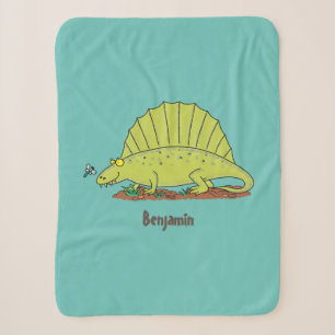 Niedlich-grüne Dimetrodon-Cartoon Sherpadecke