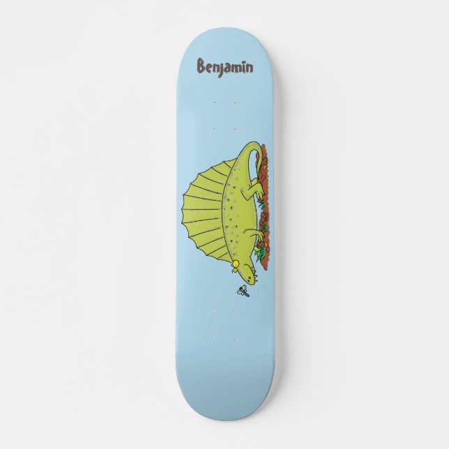 Niedlich-grüne Dimetrodon-Cartoon Skateboard (Vorne)