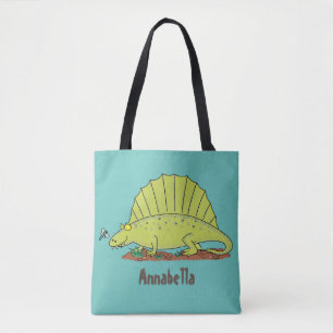 Niedlich-grüne Dimetrodon-Cartoon Tasche
