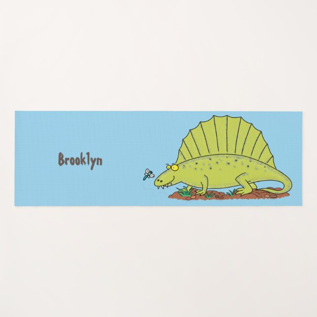 Niedlich-grüne Dimetrodon-Cartoon Yogamatte (Vorderseite (Horizontal))