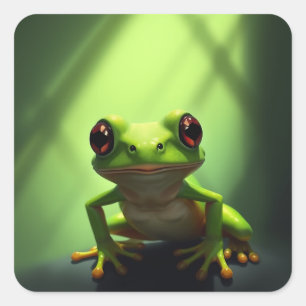 Niedlich-grüne Froschsticker Quadratischer Aufkleber