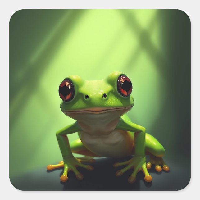 Niedlich-grüne Froschsticker Quadratischer Aufkleber (Vorderseite)