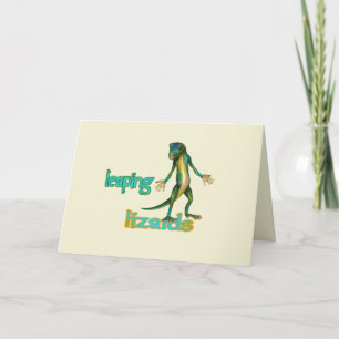 Niedlich grüne Gecko-Leaping-Lizards Typografie Karte