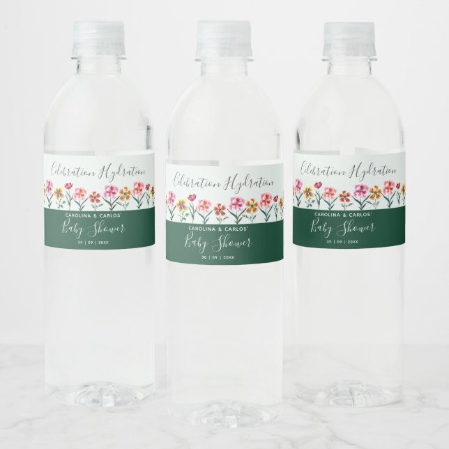 Niedlich Grüne Wasserfarbe Blumenpaare Kinderdusch (Flaschen)