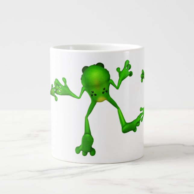 Niedlich-grüner Froggy Jumbo-Tasse (Vorderseite)