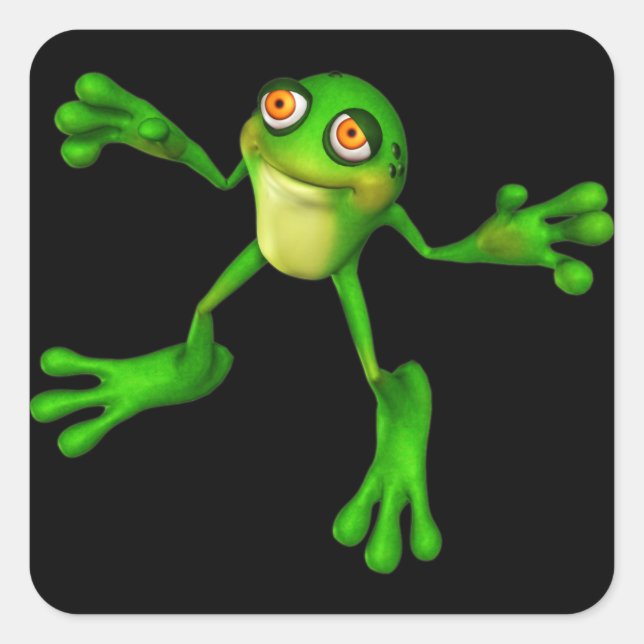 Niedlich-grüner Froggy Quadratischer Aufkleber (Vorderseite)