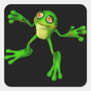 Niedlich-grüner Froggy Quadratischer Aufkleber