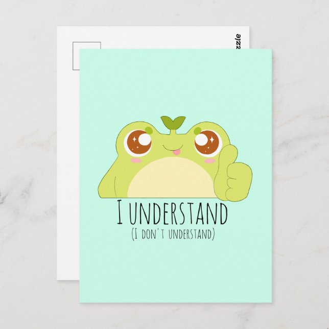 Niedlich Grüner Frosch verstehen Postkarte (Vorne/Hinten)