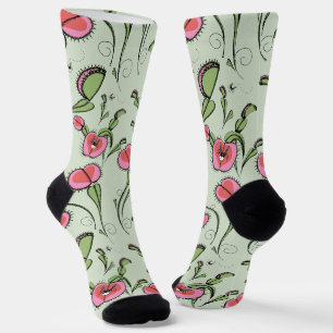 Niedlich-grüner Rosa-Venus-Fliegenfalle auf Ihrer  Socken