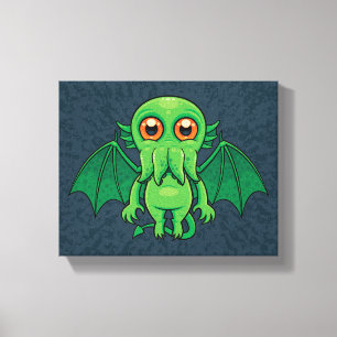 Niedlich grünes Cthulhu-Monster Leinwanddruck