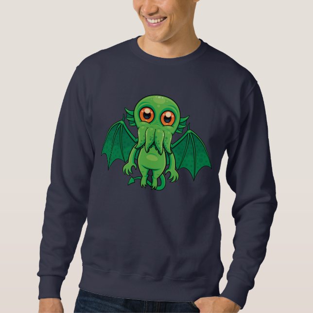 Niedlich grünes Cthulhu-Monster Sweatshirt (Vorderseite)