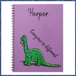 Niedlich-grünes Dinosaurier-Lila-Notebook Notizblock