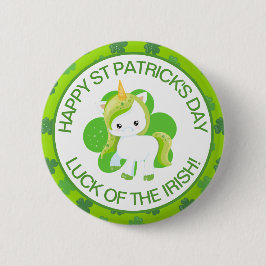 Niedlich grünes Lächeln Irish Lucky Einicorn und K Button