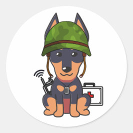Niedlich Guard Hund Tragen Armeehelm Runder Aufkleber