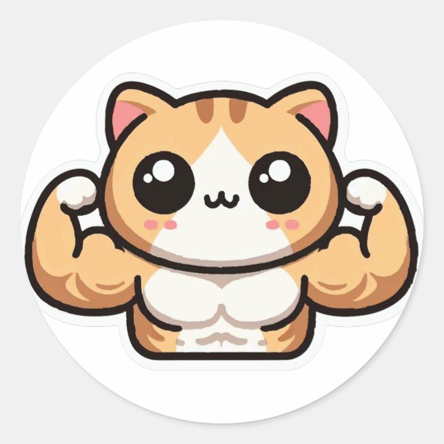 Niedlich Gym Cat Runder Aufkleber (Vorderseite)